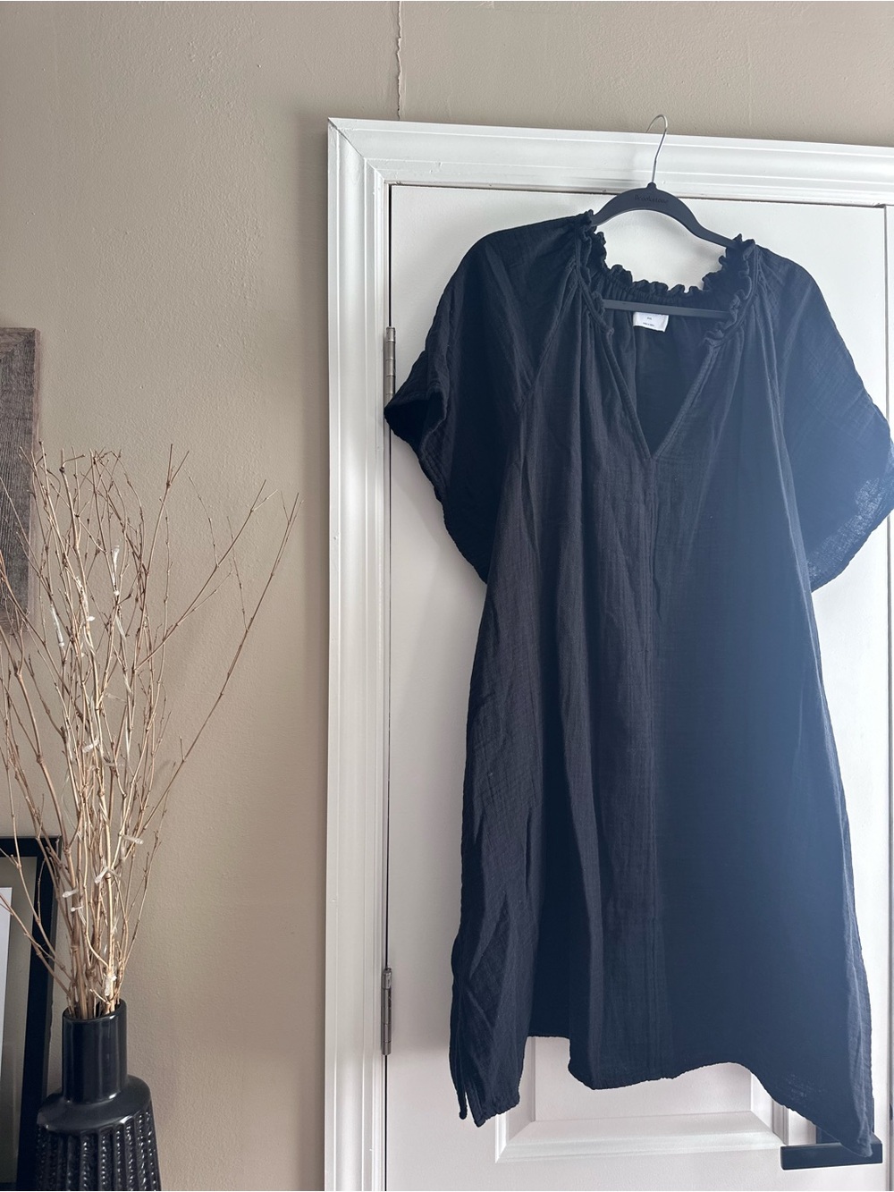 XXL Old Navy 100% Cotton Black Lightweight V-Neck Tunic Dress